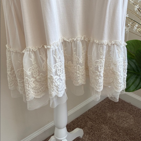 Coastal Cowgirl Southern Stitch Lace Trimmed Cream Neutral Dress Size XL - Picture 2 of 6